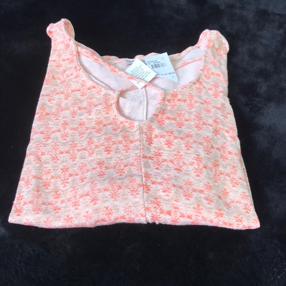 NWT Bloomfield Orange Tan White Wide Loose Twist Hem Top Criss Cross Front M